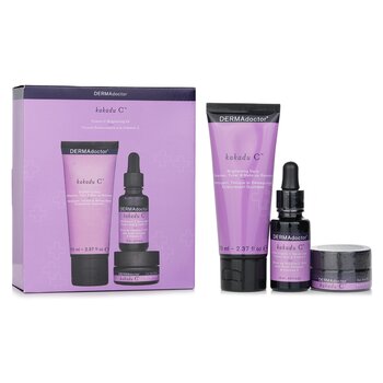 DERMAdoctor Kakadu C Vitamin C Brightening Kit: Daily Cleanser 70ml + 20% Vitamin C Serum 15ml + Eye Souffle 15ml