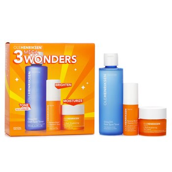 Ole Henriksen 3 Mega Wonders Set: Banana Bright Vitamin C Serum 15ml + Glow2OH Dark Spot Toner 190ml + C-Rush Brightening Gel Crème 35ml