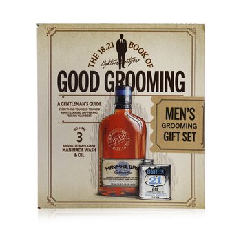 18.21 Man Made Book of Good Grooming Gift Set Volume 3: Absolute Mahogany (Wash 532ml  + Oil 60ml )